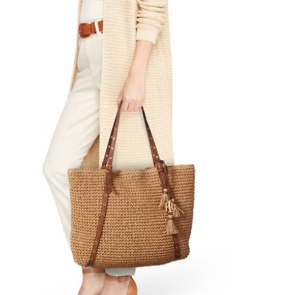 Lauren Ralph Lauren Straw Hayden Tote - Picture 2 of 15